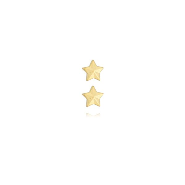 Brinco Estrela Liso 8mm Folheado em Ouro 18k
