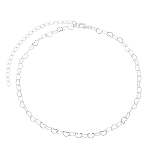 Gargantilha Choker Coração 3mm Vazado Folheado em Prata