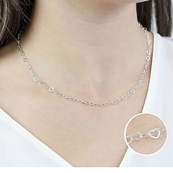 Gargantilha Choker Coração 3mm Vazado Folheado em Prata