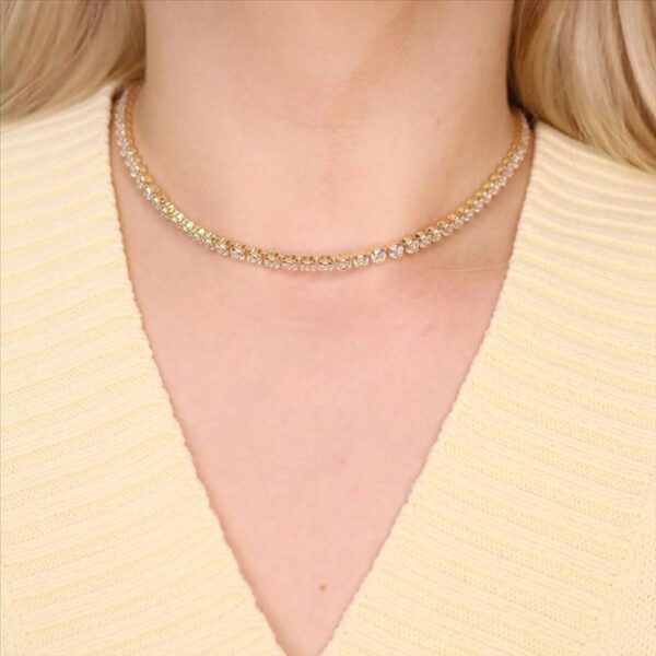 Gargantilha Riviera Choker Zircônia Foheado em Ouro 18k