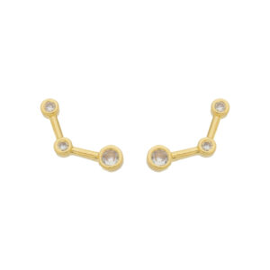 Brinco 3 Zirconias Folheado Em Ouro 18k